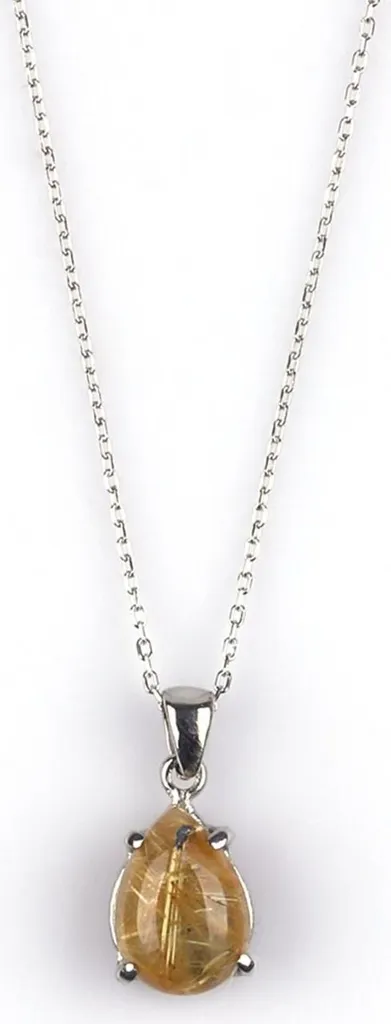 Collier quartz à rutile doré pour soirée ou cadeau femme argent 925 chic