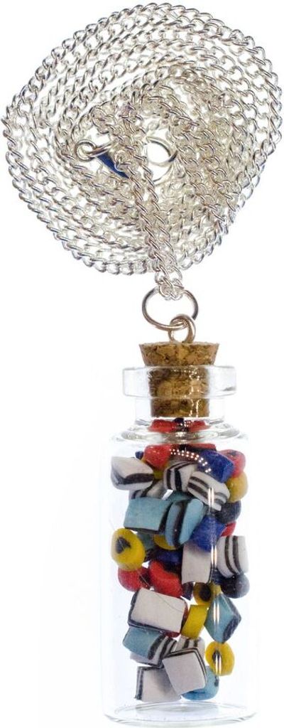 Konfekt Lakritz im Glas Kette Halskette Miniblings Süß Handarbeit Essen 80cm