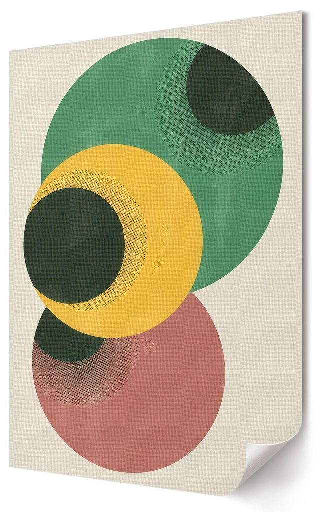 Bunte Kreise- Kunstdruck A3 (29x42 cm) - Geometrisch, Modern- Wandbild für Wohnzimmer Schlafzimmer & Flur, Modernes Poster Wanddeko, Ungerahmt