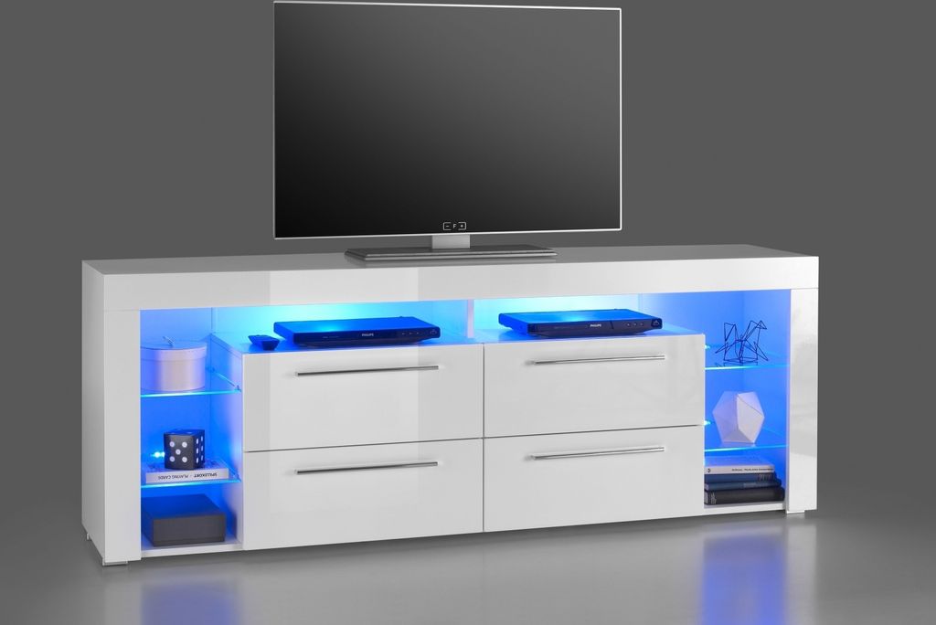 TV-Board >Goal 3< in weiß Nachbildung - 179x67x44cm (BxHxT)