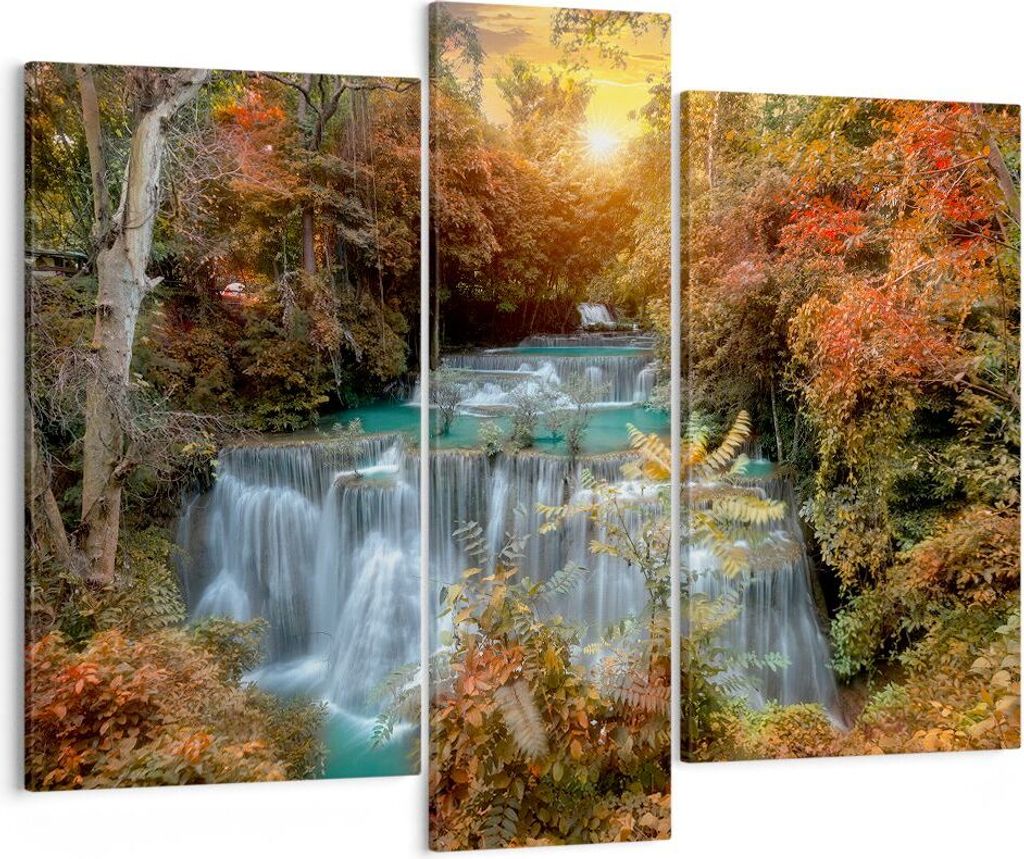Bild auf Leinwand - Leinwandbild - Park Wasserfall Wasser - 95x80cm - Wand Bild - Wanddeko - Leinwanddruck - Bilder - Kunstdruck - Wanddekoration -...