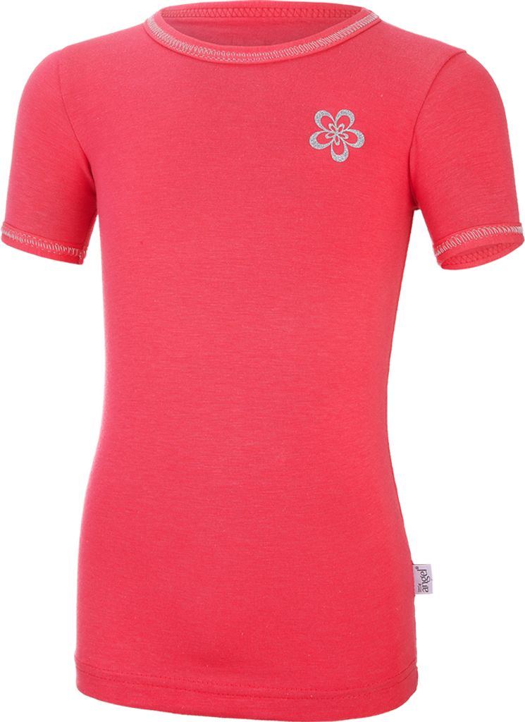 T-Shirt dünn kurzer Ärmel Motiv Outlast - Erdbeerrot, 122