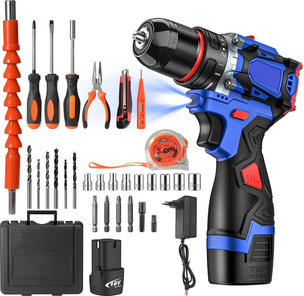 Perceuse visseuse sans fil avec moteur brushless et couple réglable 18V