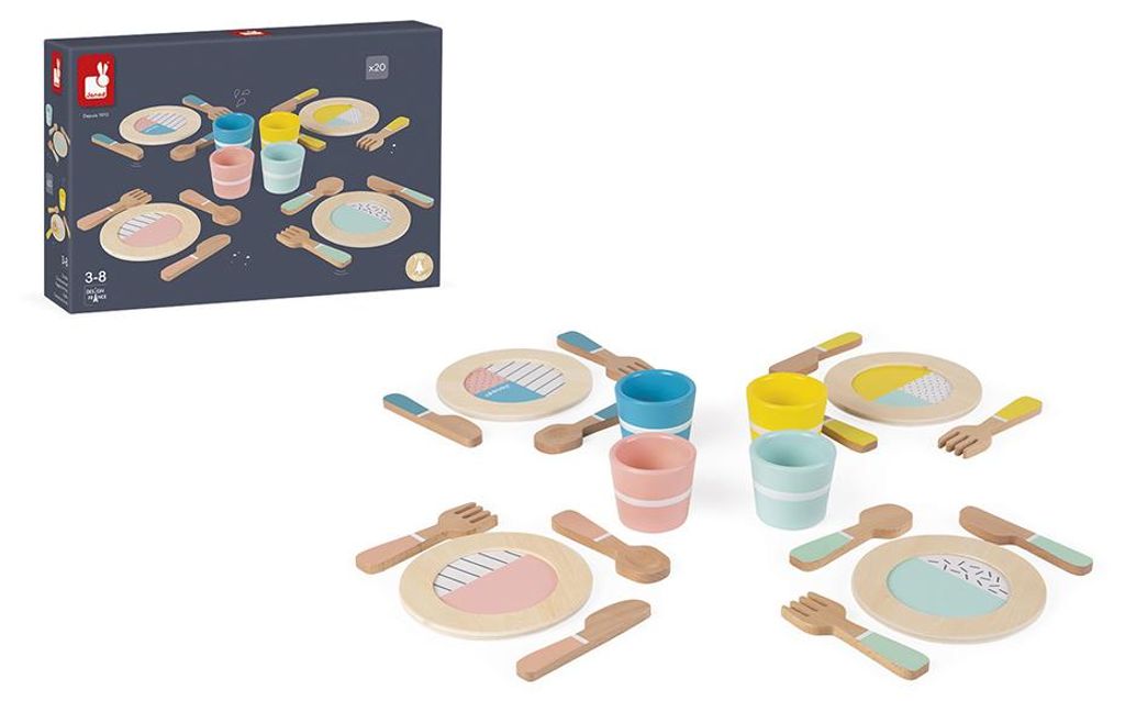 Janod Holzgeschirr - Kindergeschirr für Rollenspiel und Küche