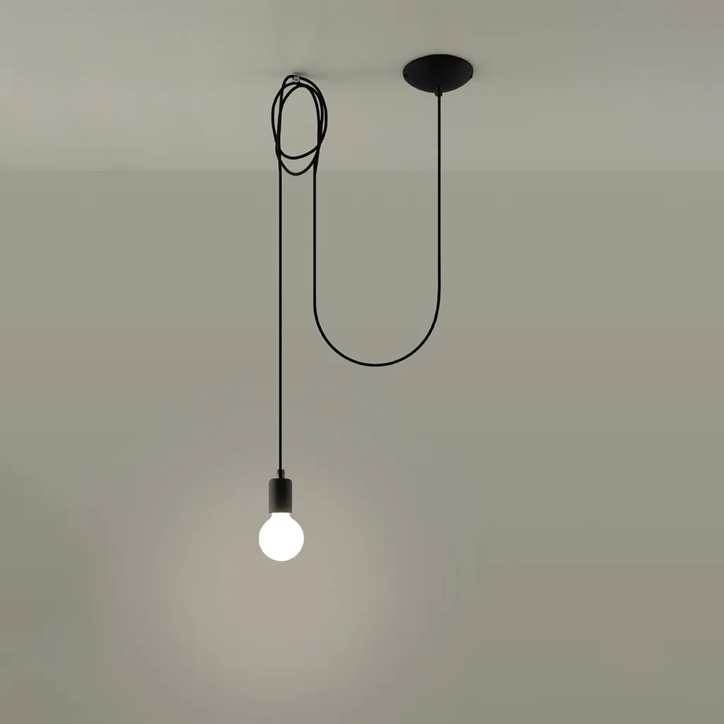 Suspension Lumilo FERRO 1 E27 Noire 3m : Solution Plafond Haut et Loft