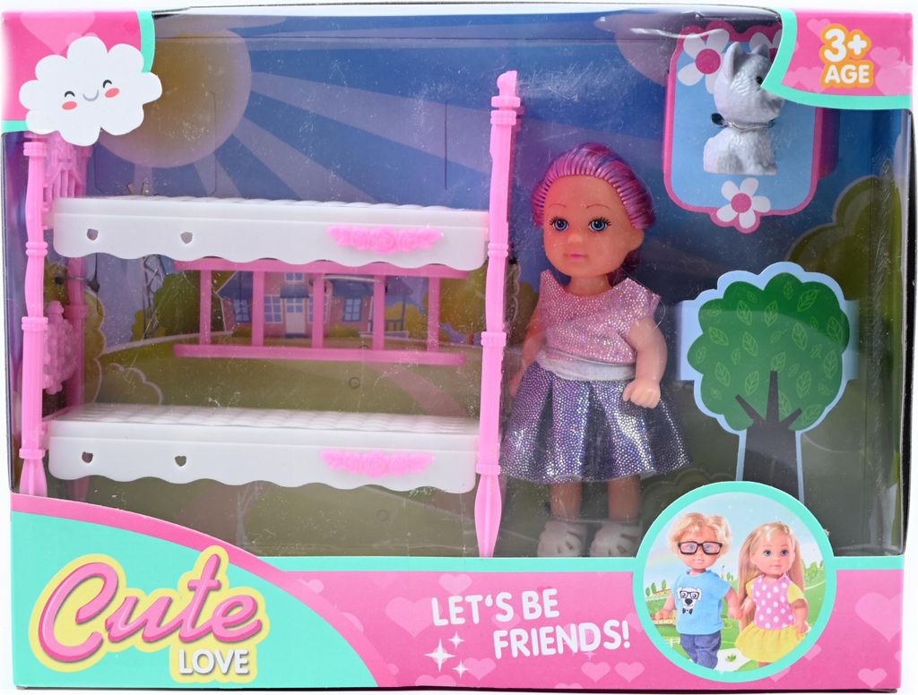 Mini Puppe 12cm mit Zubehör Bewegliche Glieder Spielzeugpuppe Ideal für Unterwegs