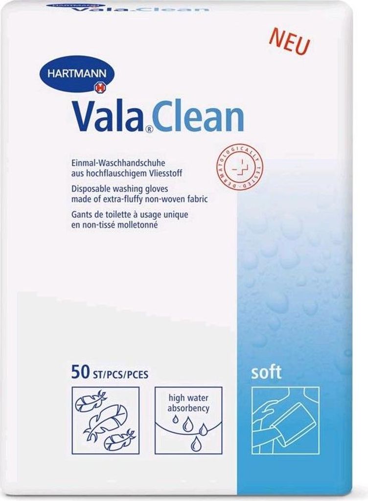 Hartmann Vala® Clean guanti morbidi monouso per il lavaggio Immagine del prodotto 