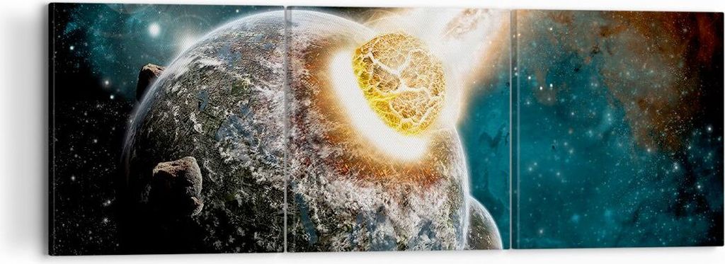 Bild auf Leinwand - Leinwandbild - Katastrophe Apokalypse Komet Explosion - 120x40cm - Wand Bild - Wanddeko - Leinwanddruck - Bilder - Kunstdruck -...