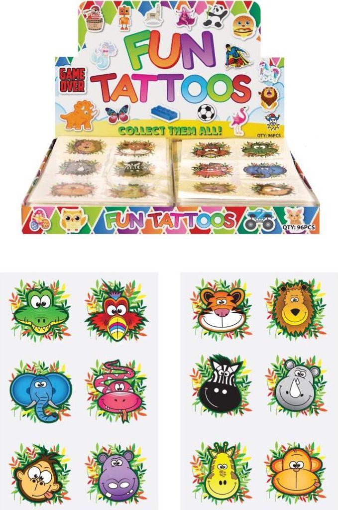 6 Verrückter Dschungel Tattoos 4cm Produktbild 