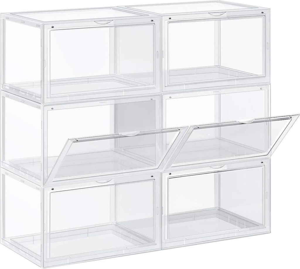 Songmics Schuhboxen Stapelbare Organizer Kunststoff Transparent