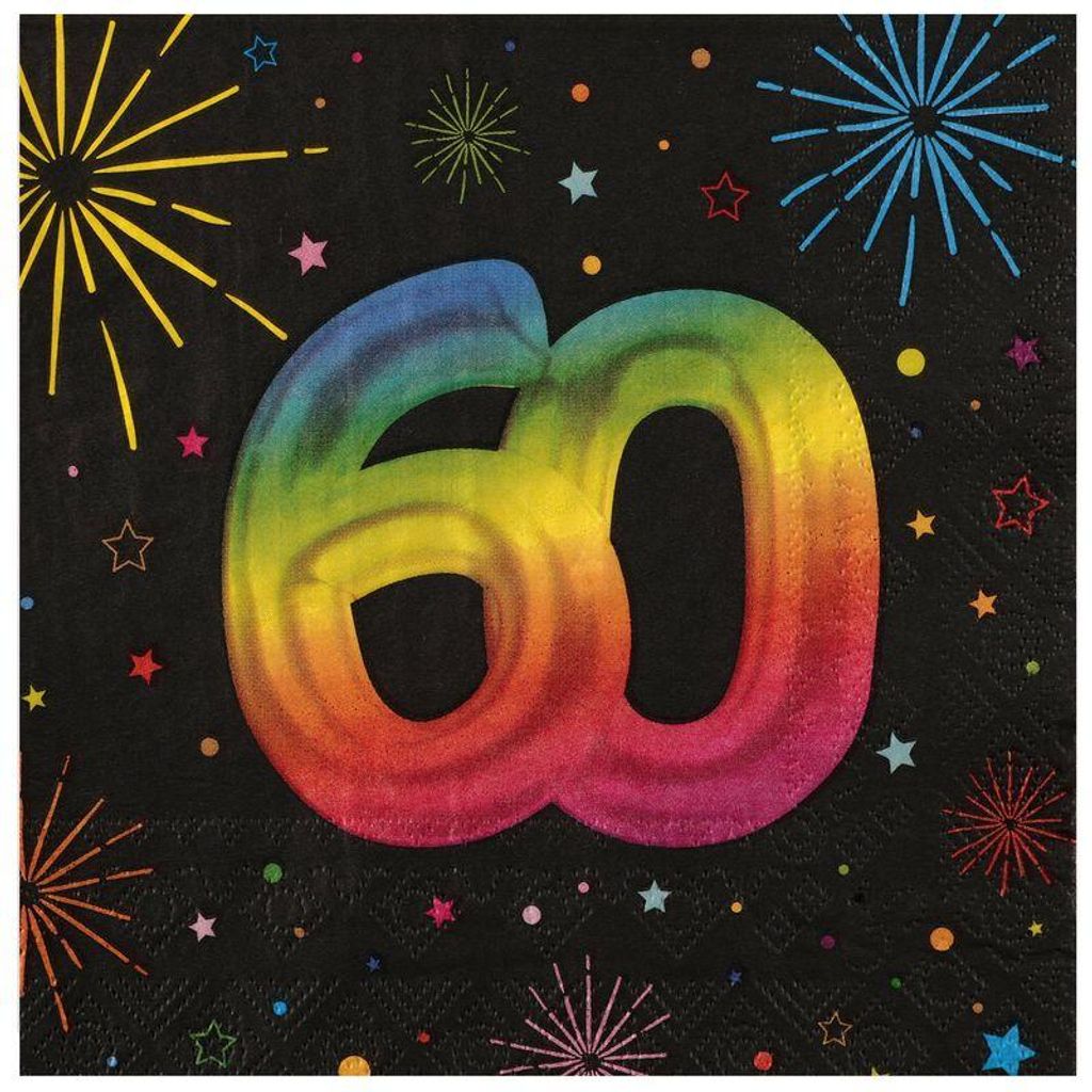 12 Servietten 60. Geburtstag bunt Produktbild 