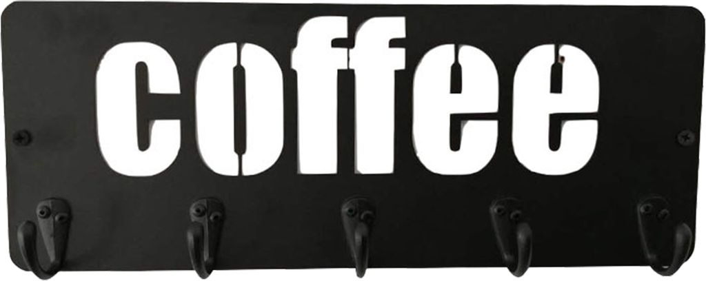 Metall-Kaffeetassenhalter Kaffee-Haken-Rack 5 Haken Haengende Wandmontierte Nagelfreies Bohren für Becher-Display-Organizer