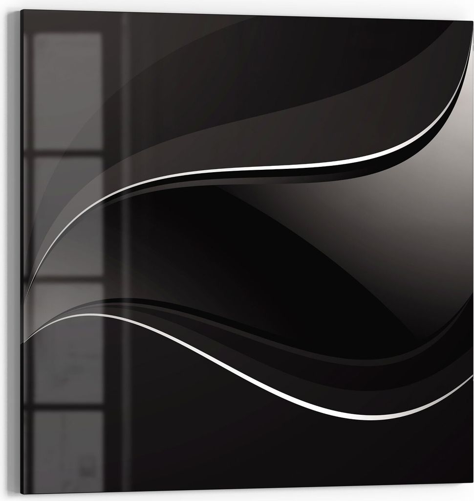 DEQORI Magnettafel Glas 30x30 cm 'Dunkle Wellengrafik' beschreibbar Whiteboard