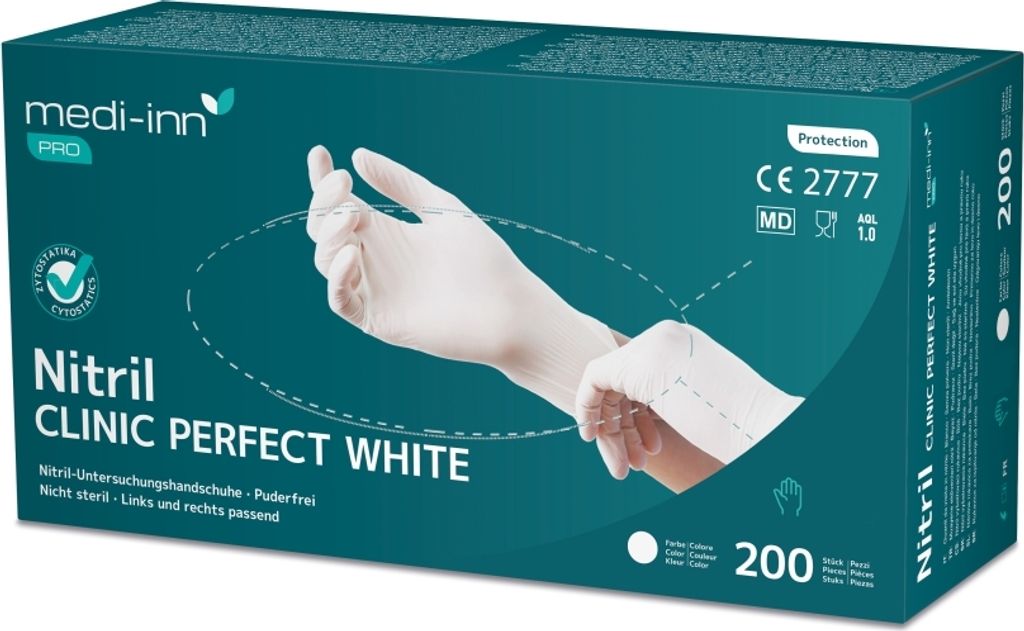 Medi-Inn Clinic Perfect White Nitril-Einmalhandschuhe puderfrei (XL, 10 x 200 = 2000 Stück)