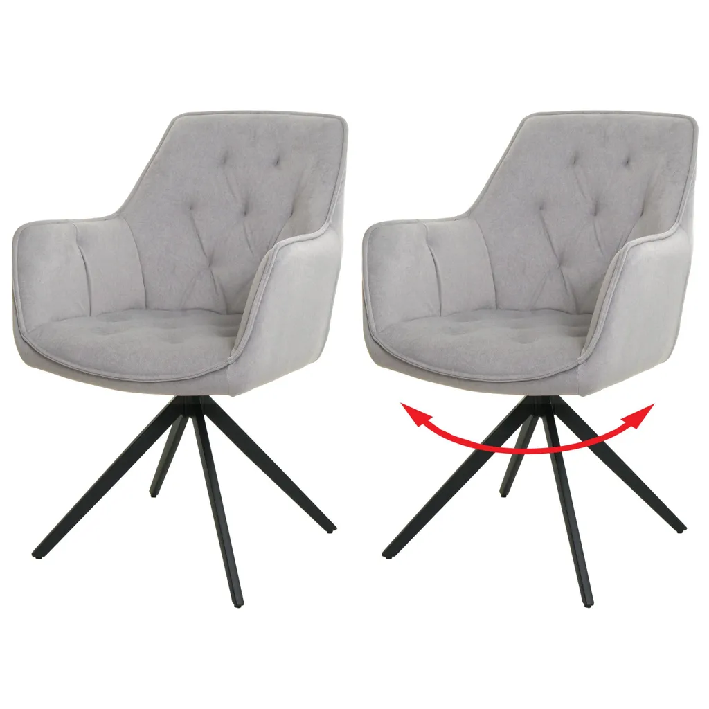 Chaise de cuisine confortable lot de 2 fauteuils pivotants gris clair