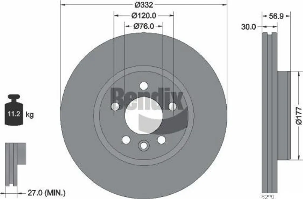 Disque de frein 2H6615301 pour VW Amarok Pick-up - Sécurité BENDIX Garantie