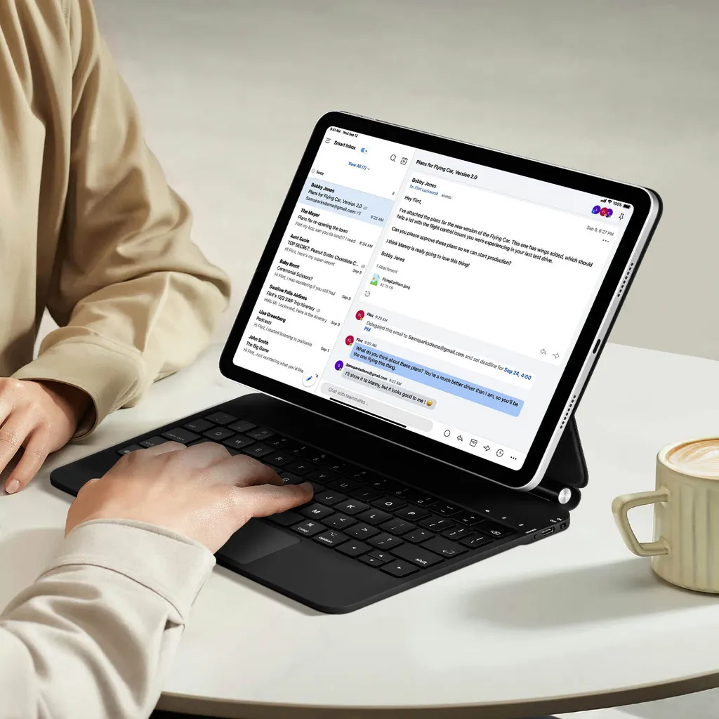 Clavier iPad Air 4 rétroéclairé et étui Bluetooth QWERTY Noir slim - 3