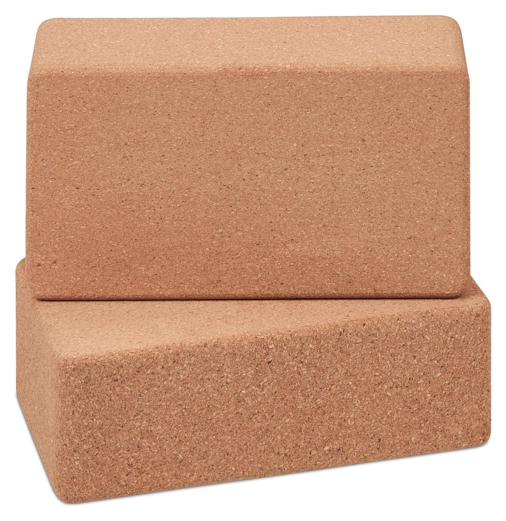 Blocchi per yoga Relaxdays, set da 2, blocchi in sughero, Immagine del prodotto 