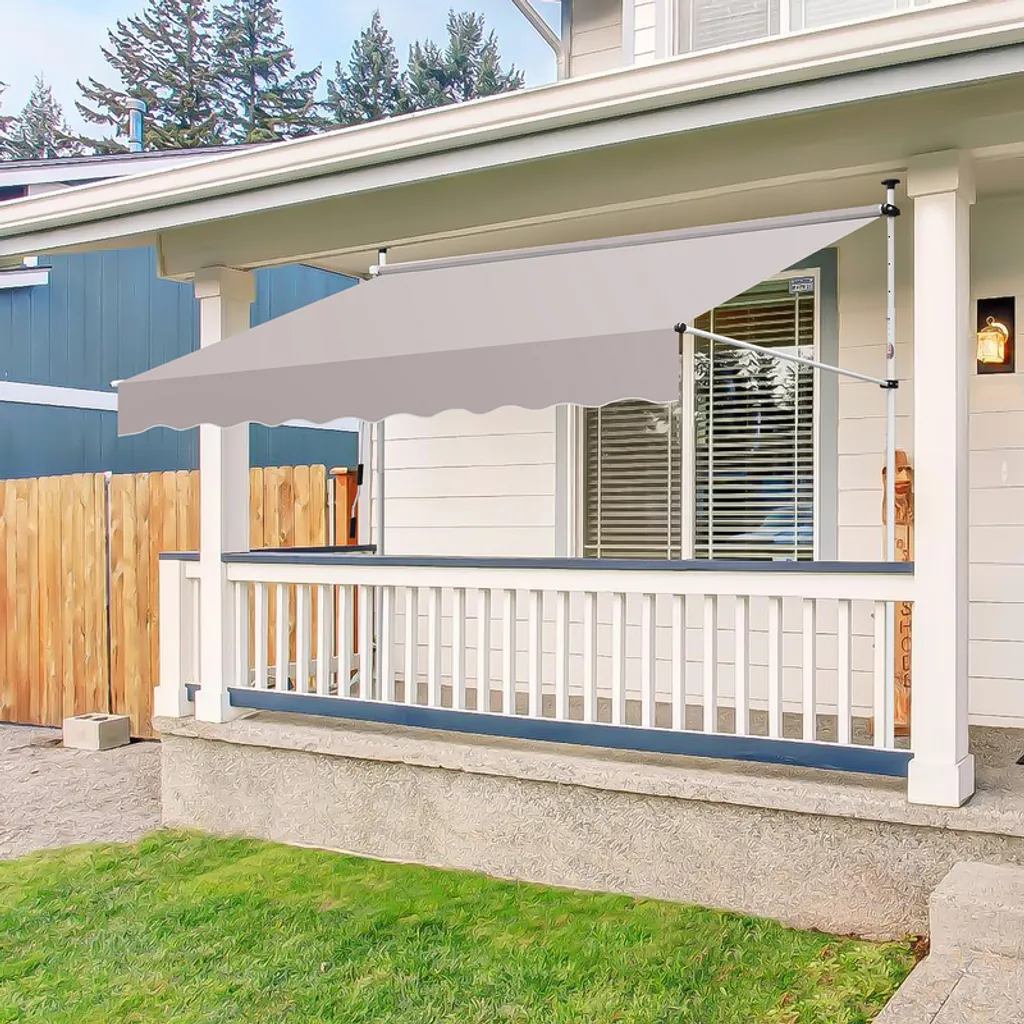Yakimz Tenda da sole a manovella Tenda da sole con morsetto Protezione solare Tenda da sole per finestre Tenda da sole Retraibile Tende da sole idrorepellenti Beige 4M