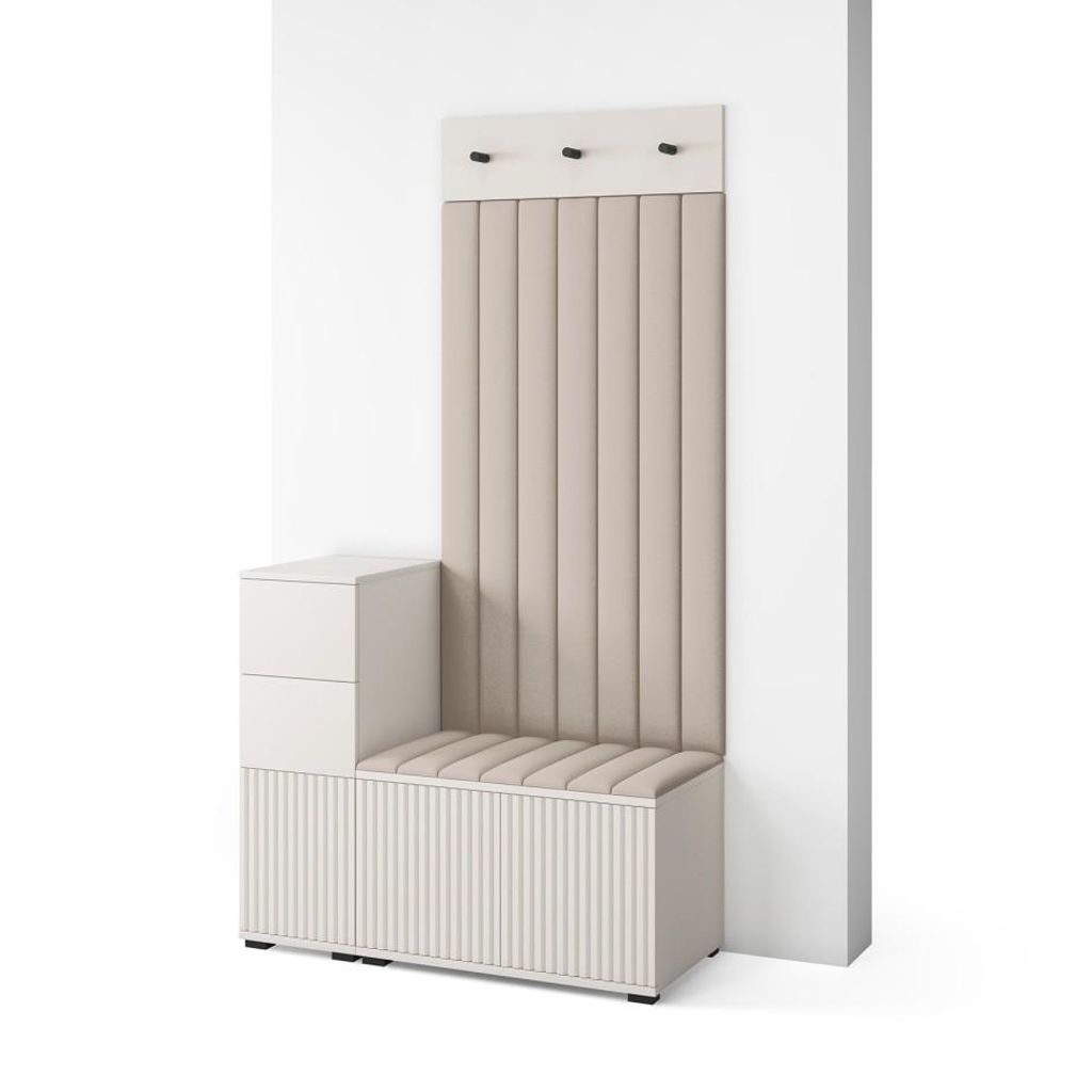 Garderoben-Set Ritmo version 9 mit Schuhregal und Polsterplatten, Ideal für Flur und Eingangsbereich (Cashmere, Trinity 03)