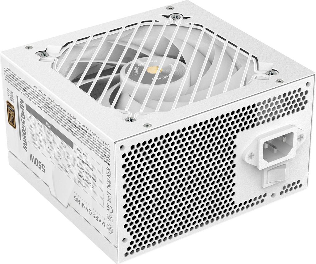Mars Gaming MPB550SIW, 550 W, 200 - 240 V, 47 - 63 Hz, 5 A, Aktiv, 100 W