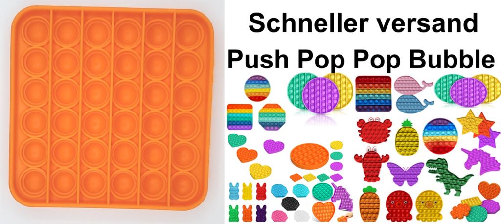Push it Pop Pop up Bubble Quadrat Orange sensorisches Beruhigungsspielzeug Anti Stress beruhigend Fidget Toy tiktok Neuheit gegen Langeweile Zap...
