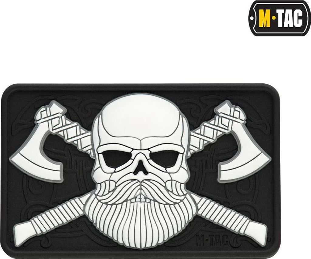 M-Tac Bearded Skull 3D PVC Patch Black/White