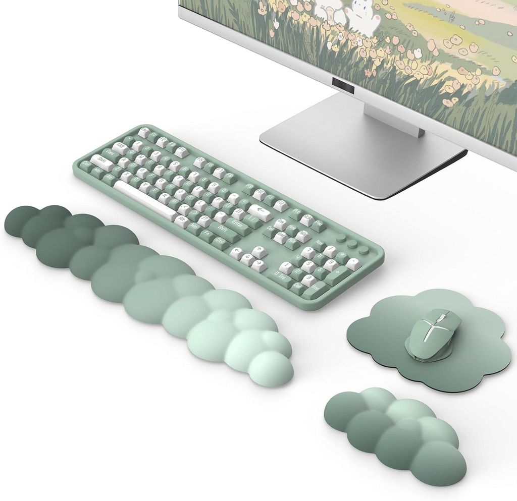 Moko Wolke -Handgelenkunterstützung, Ergonomic Cloud -Tastaturunterstützung Mausruhe, langlebige Polyester -Arm -Pad -Tastatur, Maus, Computer, L...