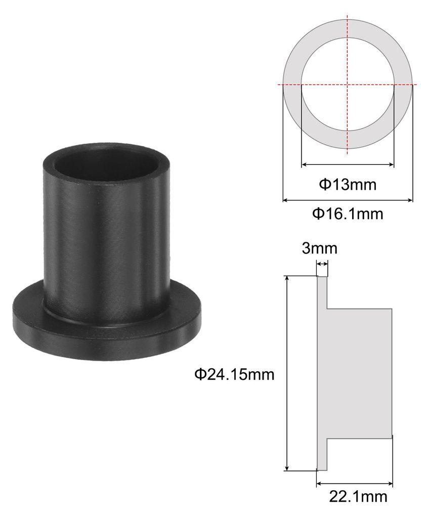 8 Stš¹ck Bundbuchsen Kunststofflager 13 mm Bohrung x 16,1 mm Au?endurchmesser x 22,1 mm L?nge Schwarze POM-Buchsen