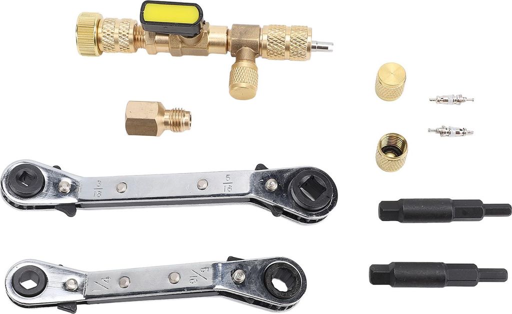 Ventilkernentfernerwerkzeug mit zwei Größe SAE 1/4in und 5/16 -Zoll -Portinstallationsprogramm für R22 R12 R407 R410 R404 R32 AC -System 36PC Set