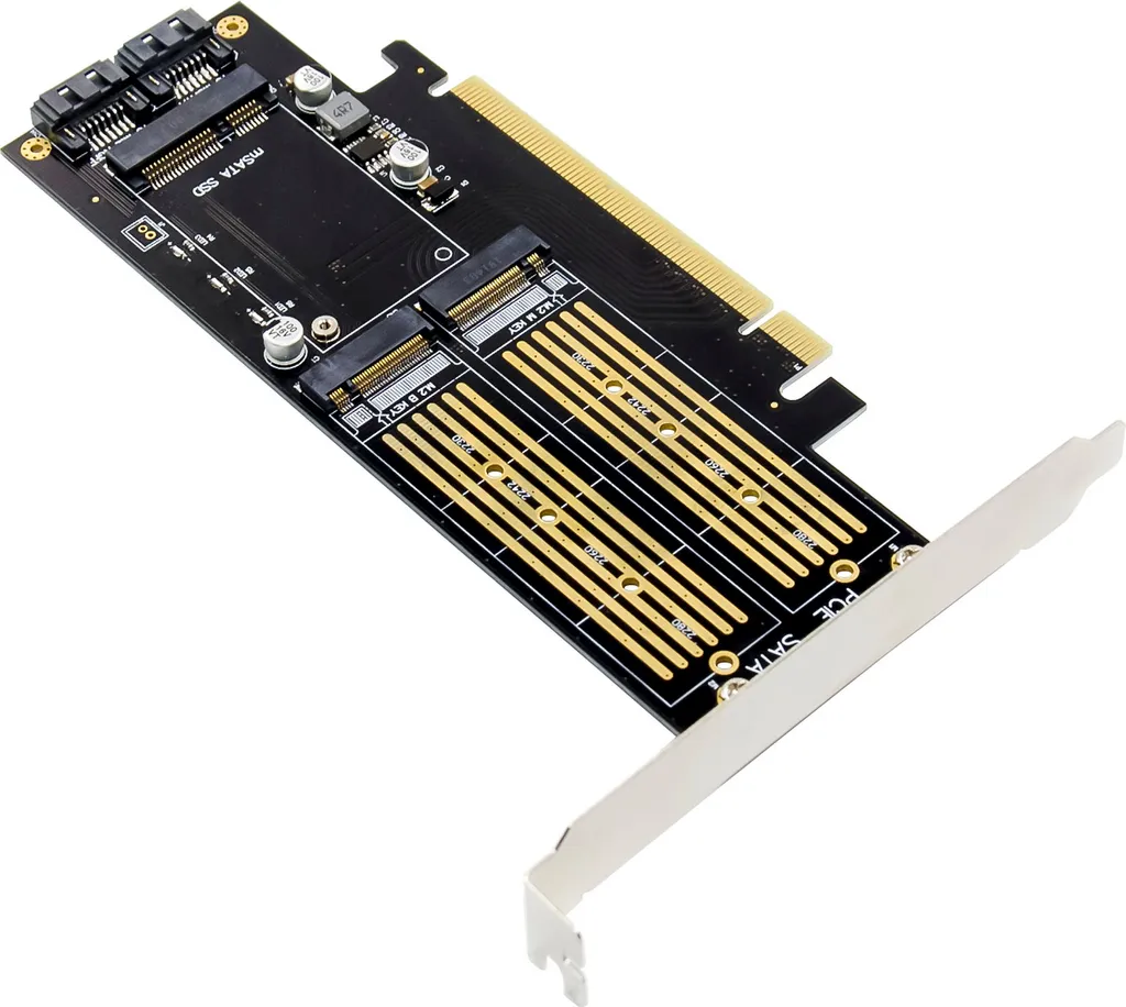 Carte PCIe x16 Triple Interface M.2 mSATA InLine avec Support SSD - 3