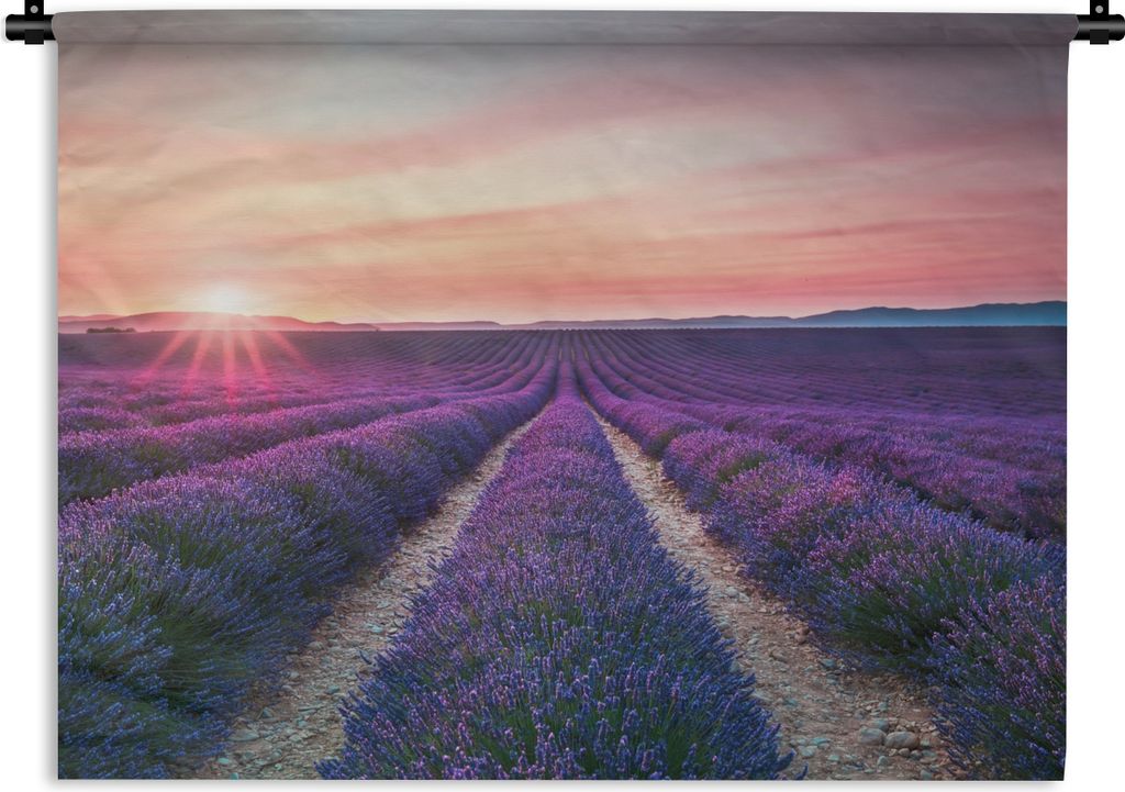 MuchoWow Wandteppich Wandbehang Lavendel - Lila - Blumen 150x112.50 cm Tapisserie Dekoration Wandtuch - Wanddecke - Wandteppiche
