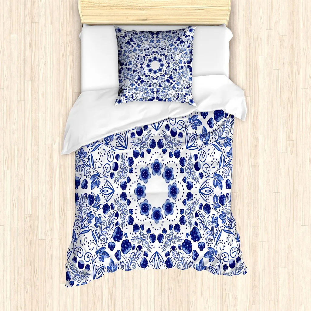 Set Letto ABAKUHAUS Arte Ottomana Blu 135x200cm Design Boho