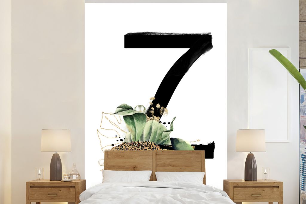 MuchoWow Fototapete für Wohnzimmer oder Schlafzimmer Wandtapete Vinyl Motivtapete Dschungel - Leopard - Buchstabe Z - 225x350 cm - Schlafzimmer ...