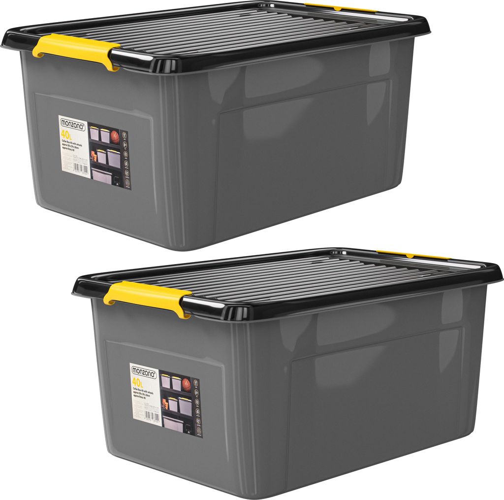 MONZANA® 2x Caisse de rangement 40 L robuste avec couvercle Image du produit 