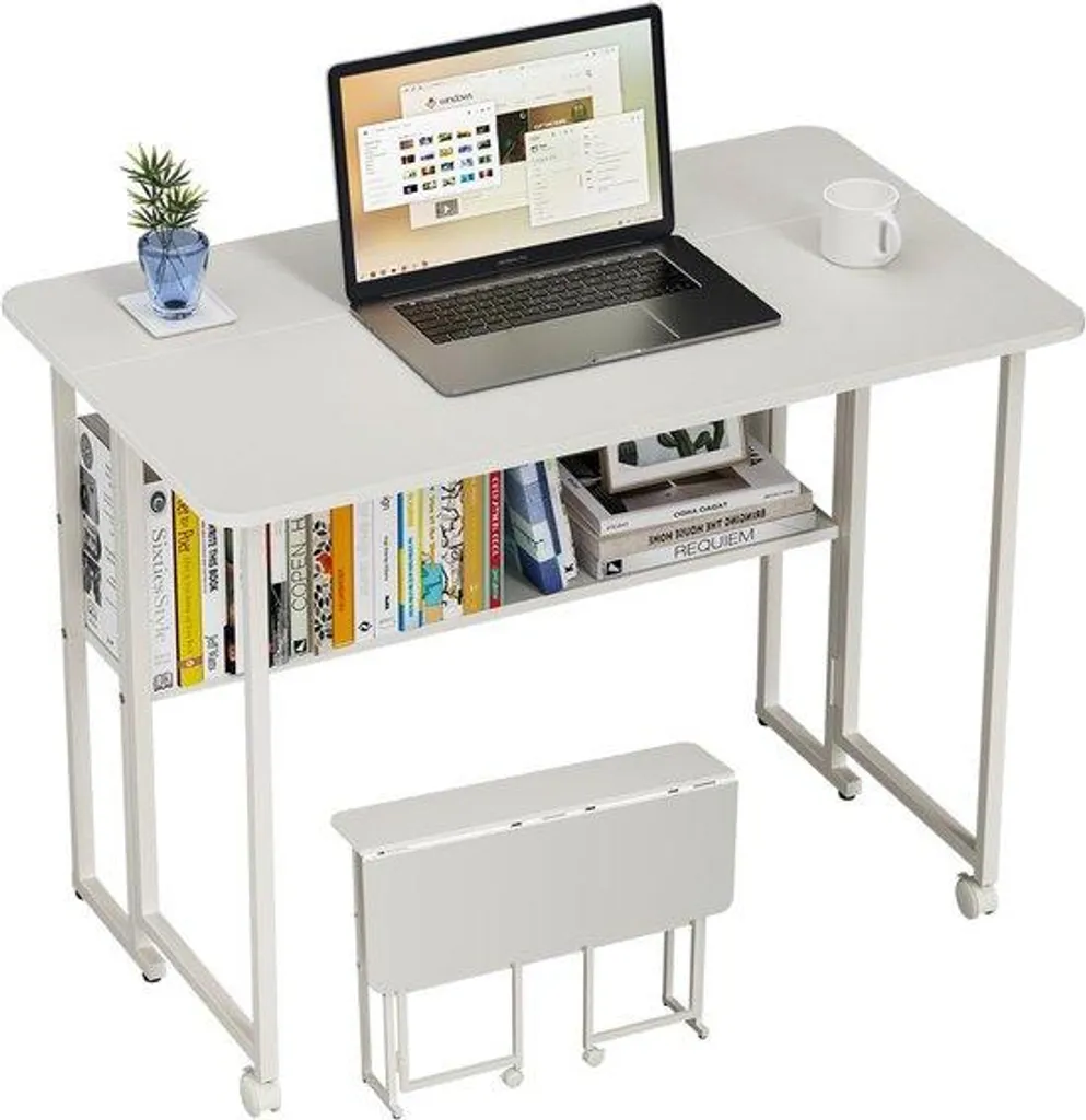 Bureau de télétravail pliant en bois, poste informatique amovible 90cm