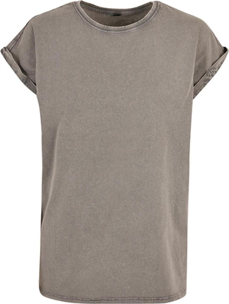 Build Your Brand BY053 | Damen Acid Washed Extended Shoulder Tee - Farbe: Asphalt - Größe: 4XL