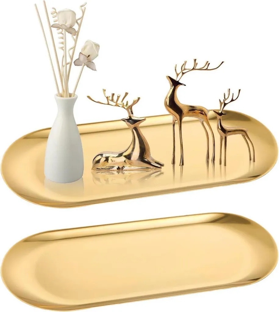 Set de 2 plateaux dorés pour présentation bougies et décoration de mariage