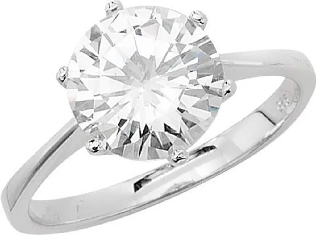 Bague Solitaire Argent 925 Anti-Ternissement Oxyde de Zirconium T49