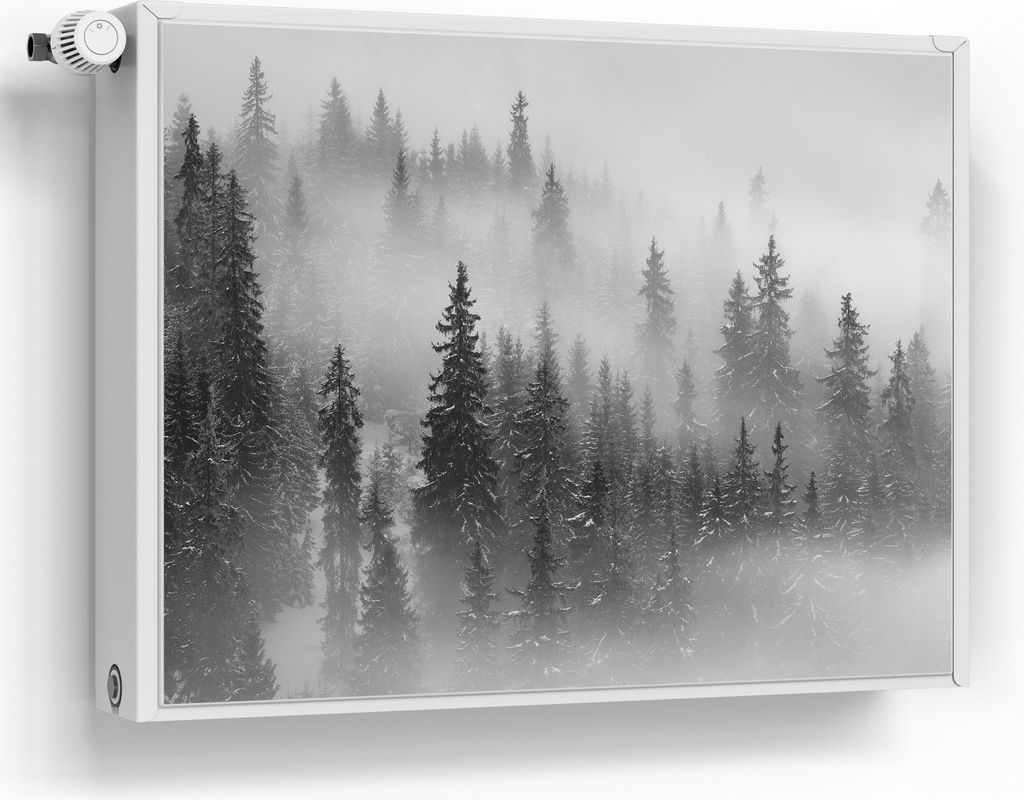 DEQORI Magnetmatte Heizung beschreibbar 80x60 cm 'Nebelwald Stille' Magnetfolie