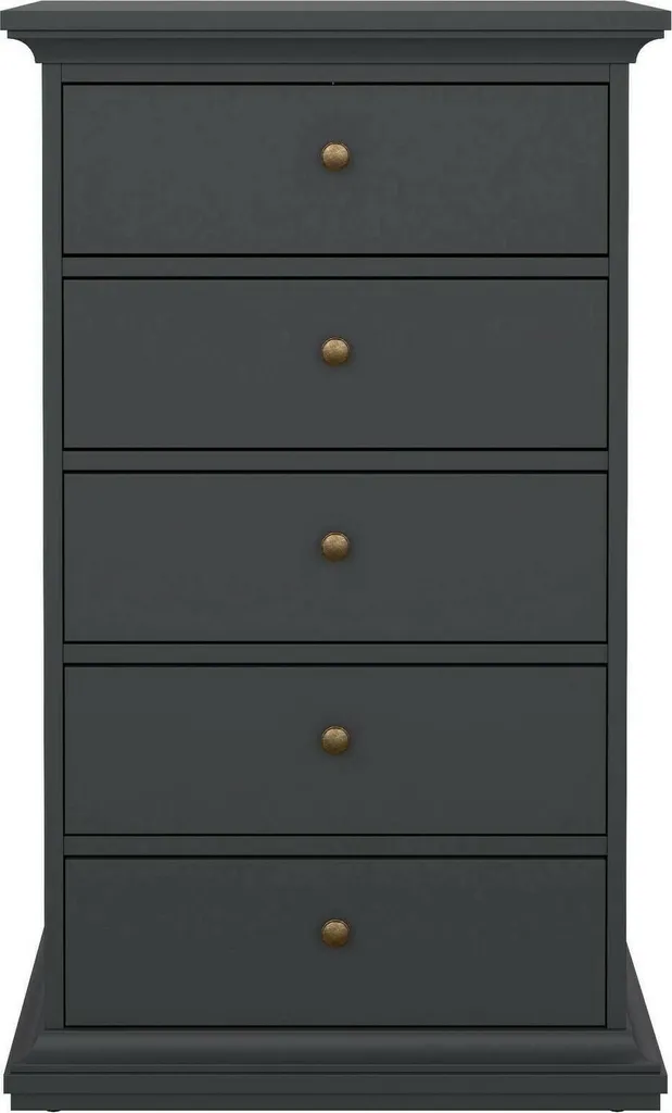 Commode 5 Tiroirs Pékin Gris Anthracite 105 cm - Finition Haute Qualité - 4