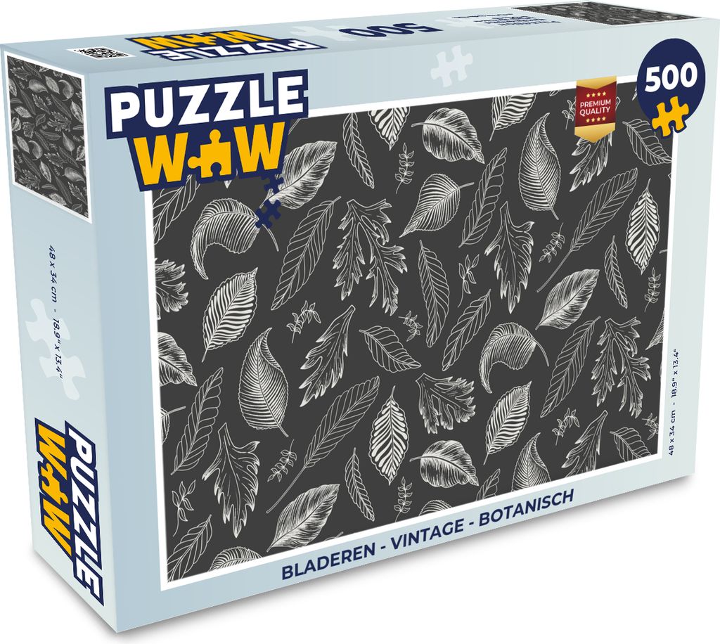 MuchoWow Puzzle 500 Teile Blätter - Vintage - Botanisch - 500 Teile - Kinder - Selberbauen - Puzzlespiele