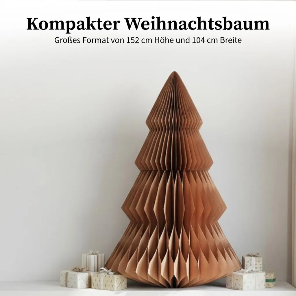 Sapin de Noël Design en Papier Marron 152 cm - Structure Alvéolée Mix