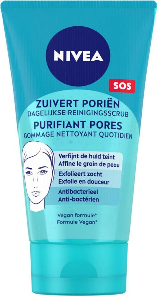 NIVEA – Reinigungspeeling – Essentials Daily Scrub – Für unreine Haut – Mit Milchsäure & Magnolienextrakt – 150 ml - 1 Stück
