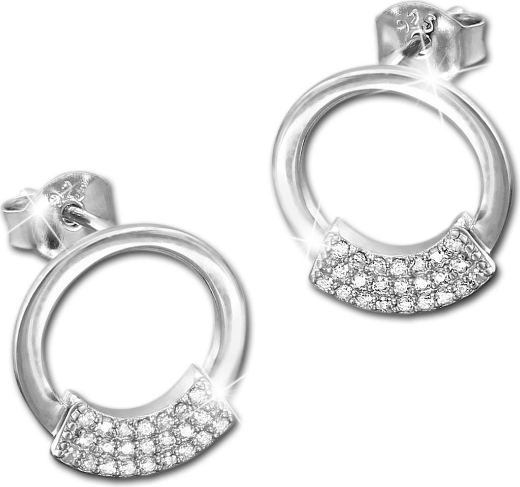SilberDream weiß Ohrringe Circle Zirkonia Damen 925 Silber Ohrstecker GSO483W
