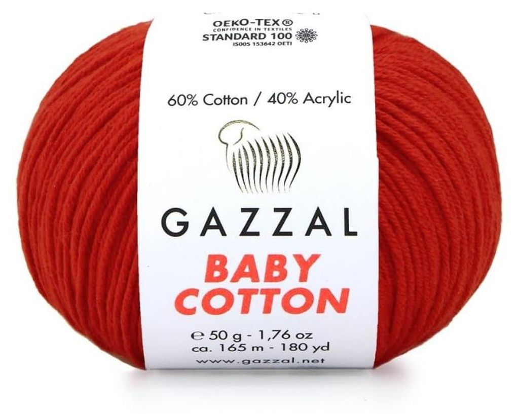 Włóczka Gazzal Baby Bawełna 3443 - czerwona - do Zdjęcie produktu 