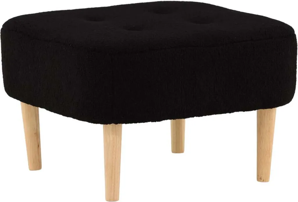 Pouf Design Noir et Chêne Salina 60x28cm - Finition Luxueuse et Confort