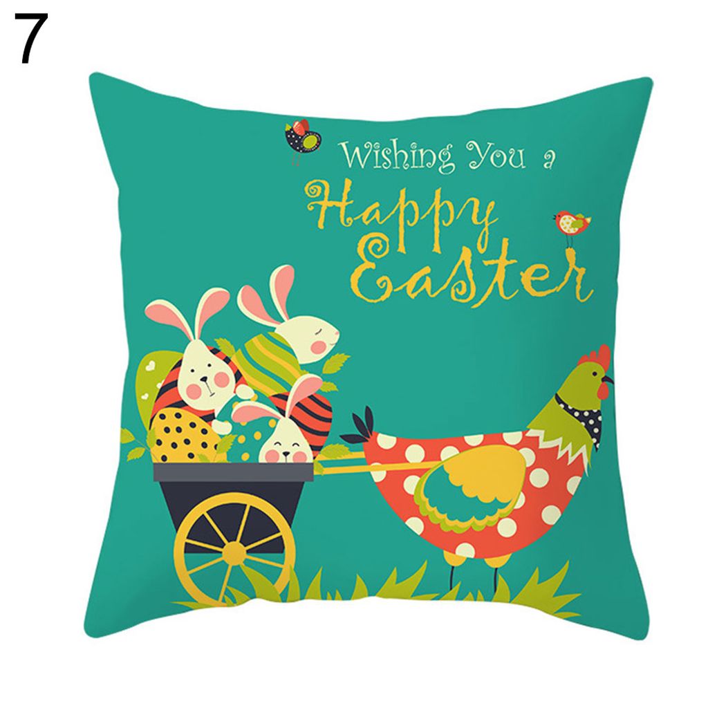 Easter Cartoon Kaninchen Fahrrad Wurfkissenbedeckung Kissen Home Sofa Autodekoration-7#