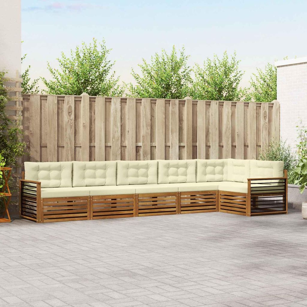 (Robust Möbel)Outdoor-Sofagarnitur - CLORIS - Balkonmöbe/Sitzgruppe - mit Kissen 6 pcs - Moderne Design - Natur und Creme - Gartensofas NeuM...