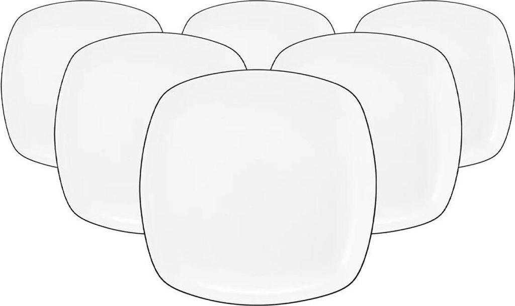 Seltmann Weiden Lido Black Line eckig Brotteller 17,5 cm 6er Set